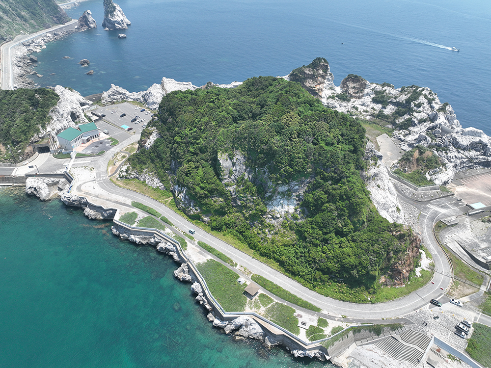周囲を白い石灰岩に囲まれた白崎海洋公園