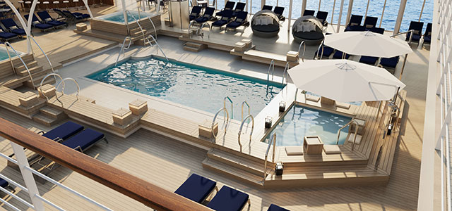 日本船ならでは！プールサイドでのんびり「足湯」体験