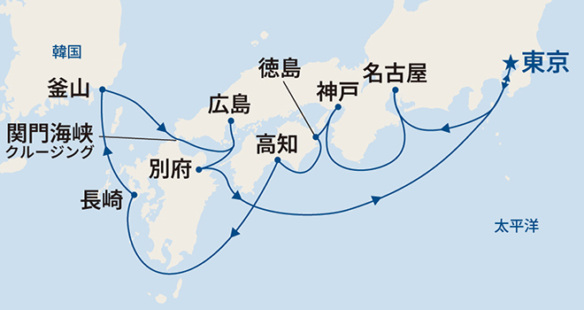 サファイア・プリンセス航路図