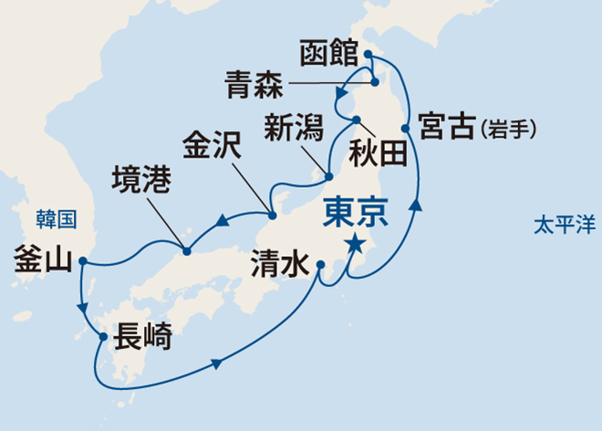 サファイア・プリンセス航路図