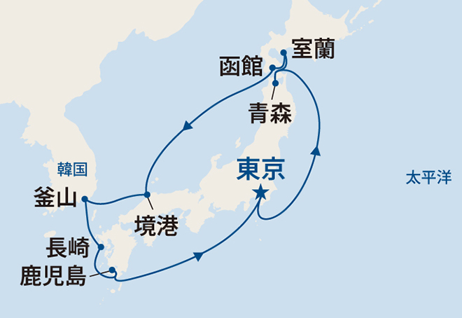 サファイア・プリンセス航路図