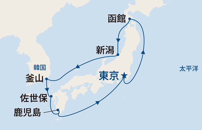 サファイア・プリンセス航路図