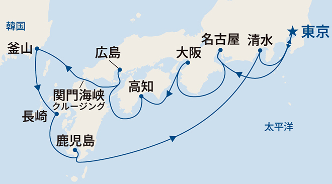 サファイア・プリンセス航路図