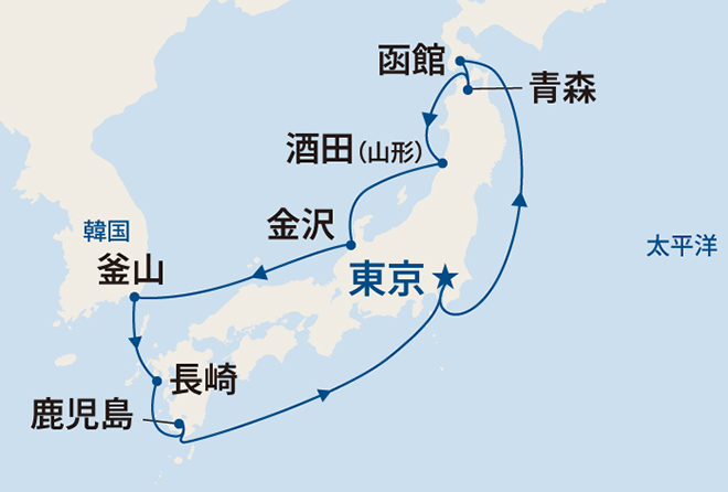 サファイア・プリンセス航路図
