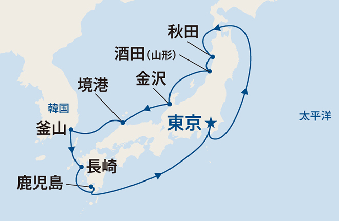 サファイア・プリンセス航路図
