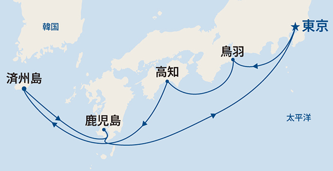 サファイア・プリンセス航路図
