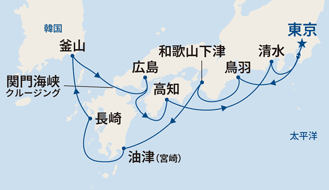 サファイア・プリンセス航路図