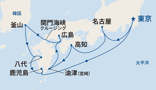 サファイア・プリンセス航路図
