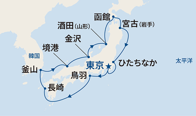 サファイア・プリンセス航路図