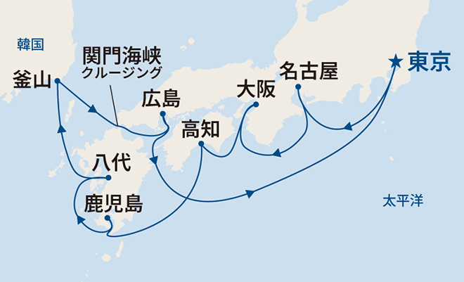 サファイア・プリンセス航路図