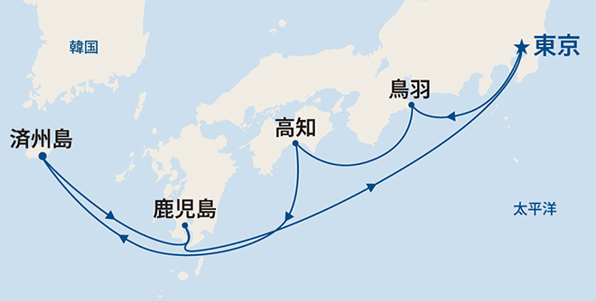 サファイア・プリンセス航路図