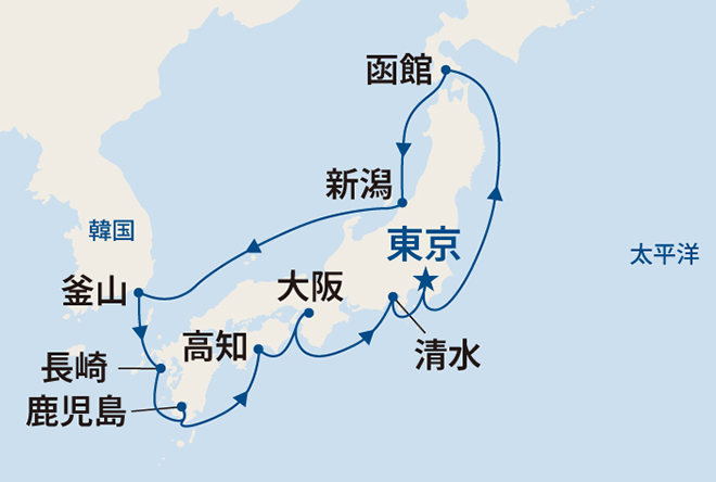 サファイア・プリンセス航路図
