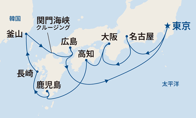 サファイア・プリンセス航路図