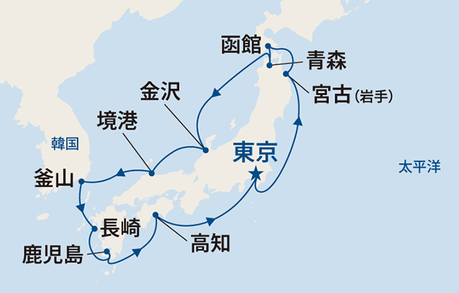 サファイア・プリンセス航路図