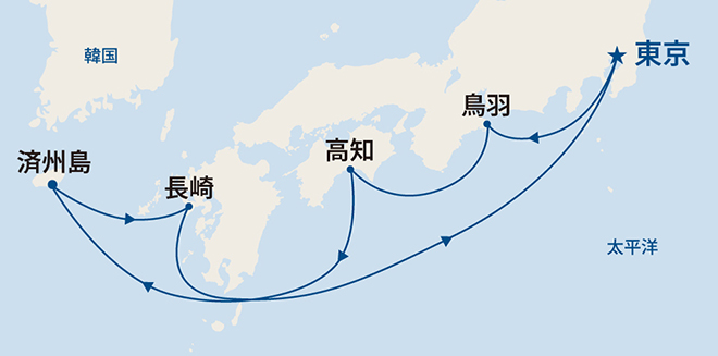 サファイア・プリンセス航路図