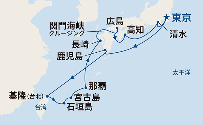 ダイヤモンド・プリンセス航路図