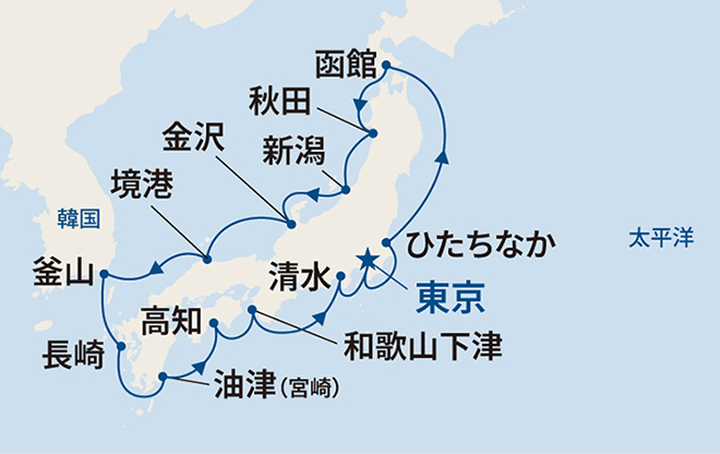ダイヤモンド・プリンセス航路図