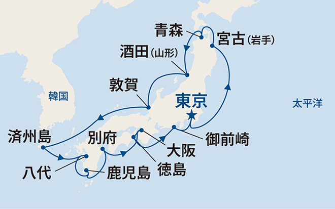 ダイヤモンド・プリンセス航路図