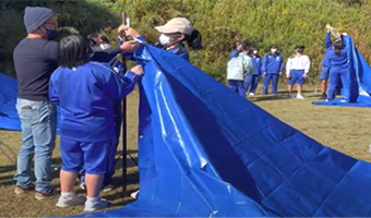 ブルーシートテント作り体験