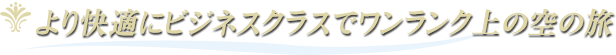 より快適にビジネスクラスでワンランク上の空の旅