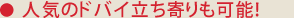 人気のドバイ立ち寄りも可能！