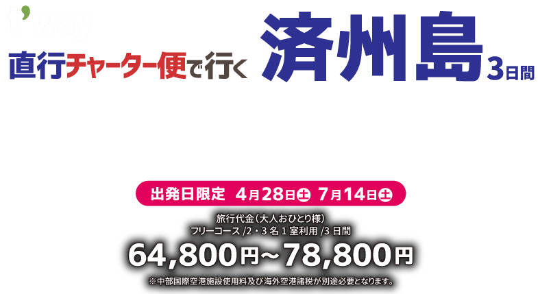 ティーウェイ航空直行チャーター便で行く済州島3日間