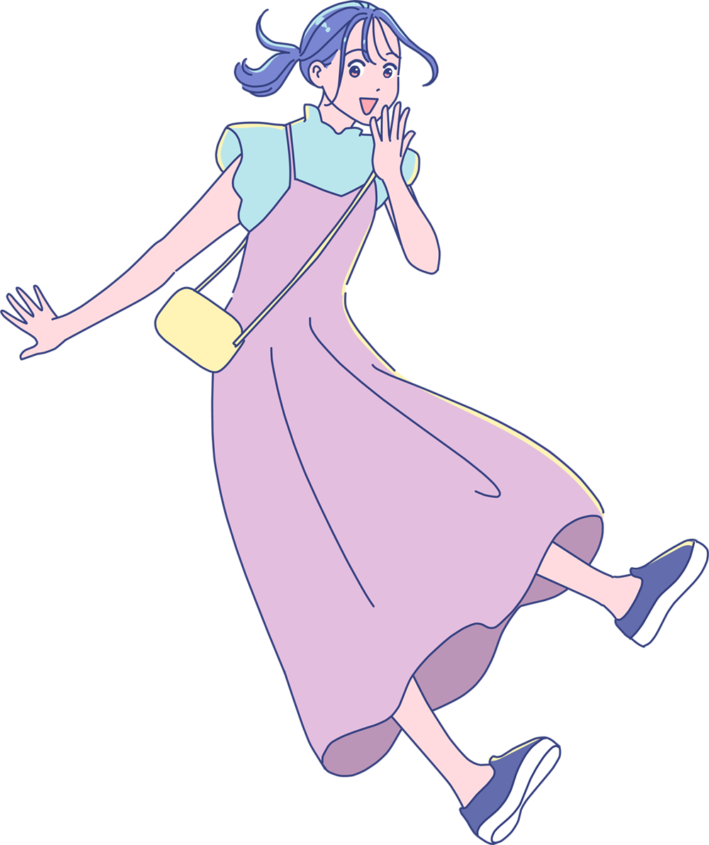 手を口に当てている髪を結んだ女性