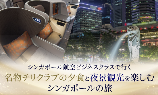 シンガポール航空ビジネスクラスで行く名物チリクラブの夕食と夜景観光を楽しむシンガポールの旅