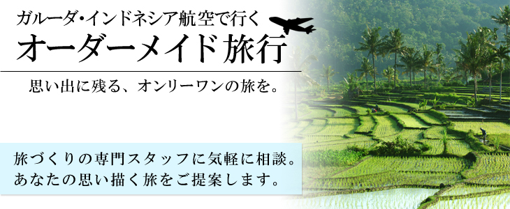 ガルーダ・インドネシア航空で行くオーダーメイド旅。旅づくりの専門スタッフに気軽に相談。あなたの思い描く旅をご提案します。