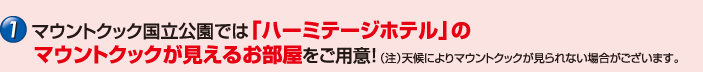 マウントクック国立公園では「ハーミテージホテル」のマウントクックが見えるお部屋をご用意！（注）天候によりマウントクックが見られない場合がございます。