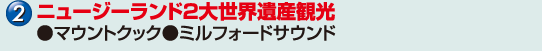 ニュージーランド２大世界遺産観光　●マウントクック●ミルフォードサウンド