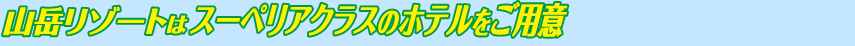 山岳リゾートはスーペリアクラスのホテルをご用意
