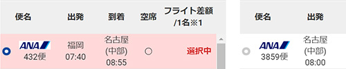 往復のフライトを選択