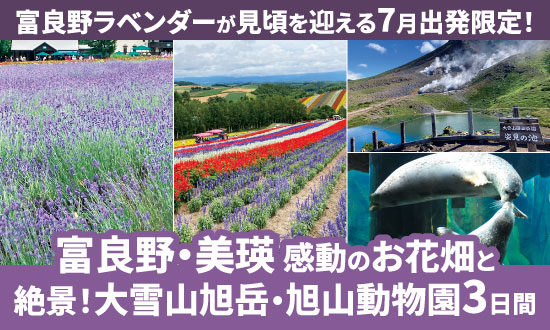 「富良野・美瑛」と絶景「大雪山旭岳」・旭山動物園をゆったり観光する3日間