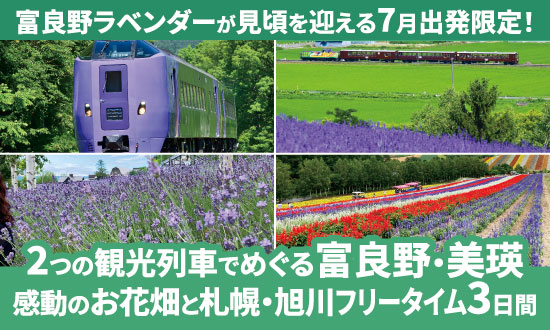 ラベンダー咲く富良野・美瑛のきれいなお花畑と旭川・札幌フリータイム3日間