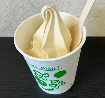 Local soft serve ice cream made with Hatcho miso paste♪